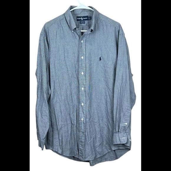 Ralph Lauren Button Down‎ Shirt Men 16 1/2 Yarmouth Oxford Houndstooth Pony - Picture 1 of 4
